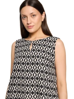 Betty Barclay Damen Leinenkleid in beige schwarz