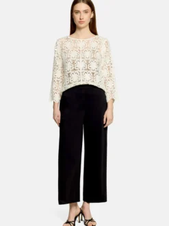 Betty Barclay Damen Lochstrick-Pullover in weiß