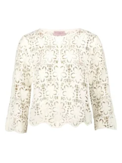 Betty Barclay Damen Lochstrick-Pullover in weiß