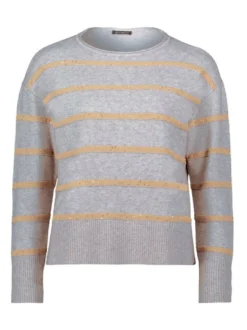 Betty Barclay Damen Strickpullover in hellgrau braun