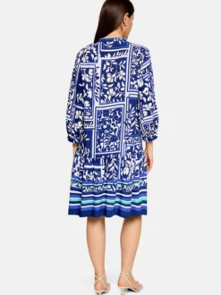 Betty Barclay Damen Stufenkleid in blau weiß