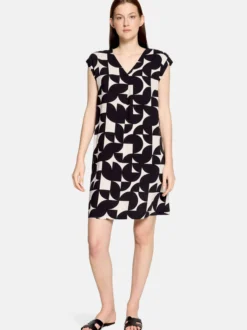 Betty & Co Damen Casual-Kleid in schwarz beige