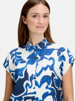 Betty & Co Damen Hemdbluse in marine weiß