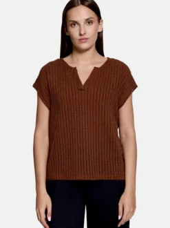 Betty & Co Damen Strickshirt in beige braun