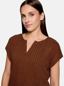 Betty & Co Damen Strickshirt in beige braun