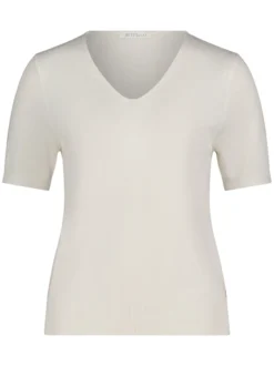Betty & Co Damen Strickshirt in ecru - Ärmel: kurzarm
