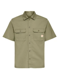 BLEND Herren Kurzarmhemd - BHMatz Overshirt in oliv