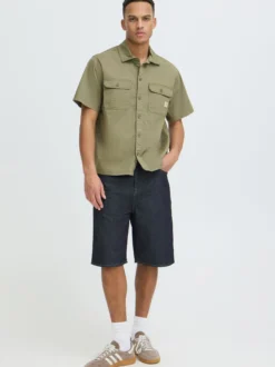 BLEND Herren Kurzarmhemd - BHMatz Overshirt in oliv