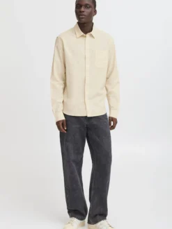 BLEND Herren Langarmhemd - BHBay Linen in beige