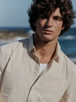 BLEND Herren Langarmhemd - BHBay Linen in beige