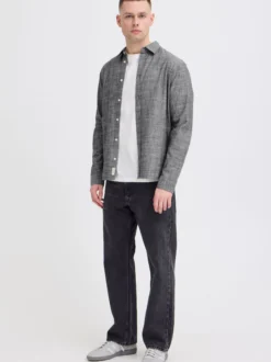 BLEND Herren Langarmhemd - BHDaris in blau