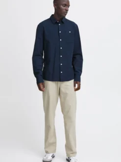 BLEND Herren Langarmhemd - BHSHIRT in blau