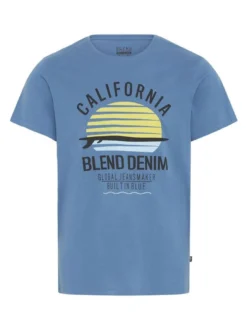 BLEND Herren Rundhalsshirt - BHCalifo in blau