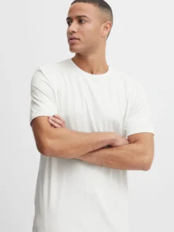 BLEND Herren T-Shirt in weiß - Ausschnitt: Rundhals