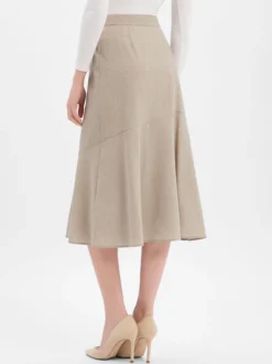 BOSS Damen Midirock aus Schurwolle - Vuleran in beige