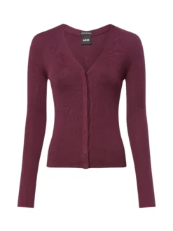BOSS Damen Strickjacke aus Merino - Friva in aubergine