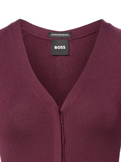 BOSS Damen Strickjacke aus Merino - Friva in aubergine