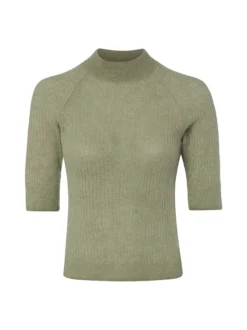 BOSS Damen Strickshirt - Fewe in schilf - Ärmel: Halbarm