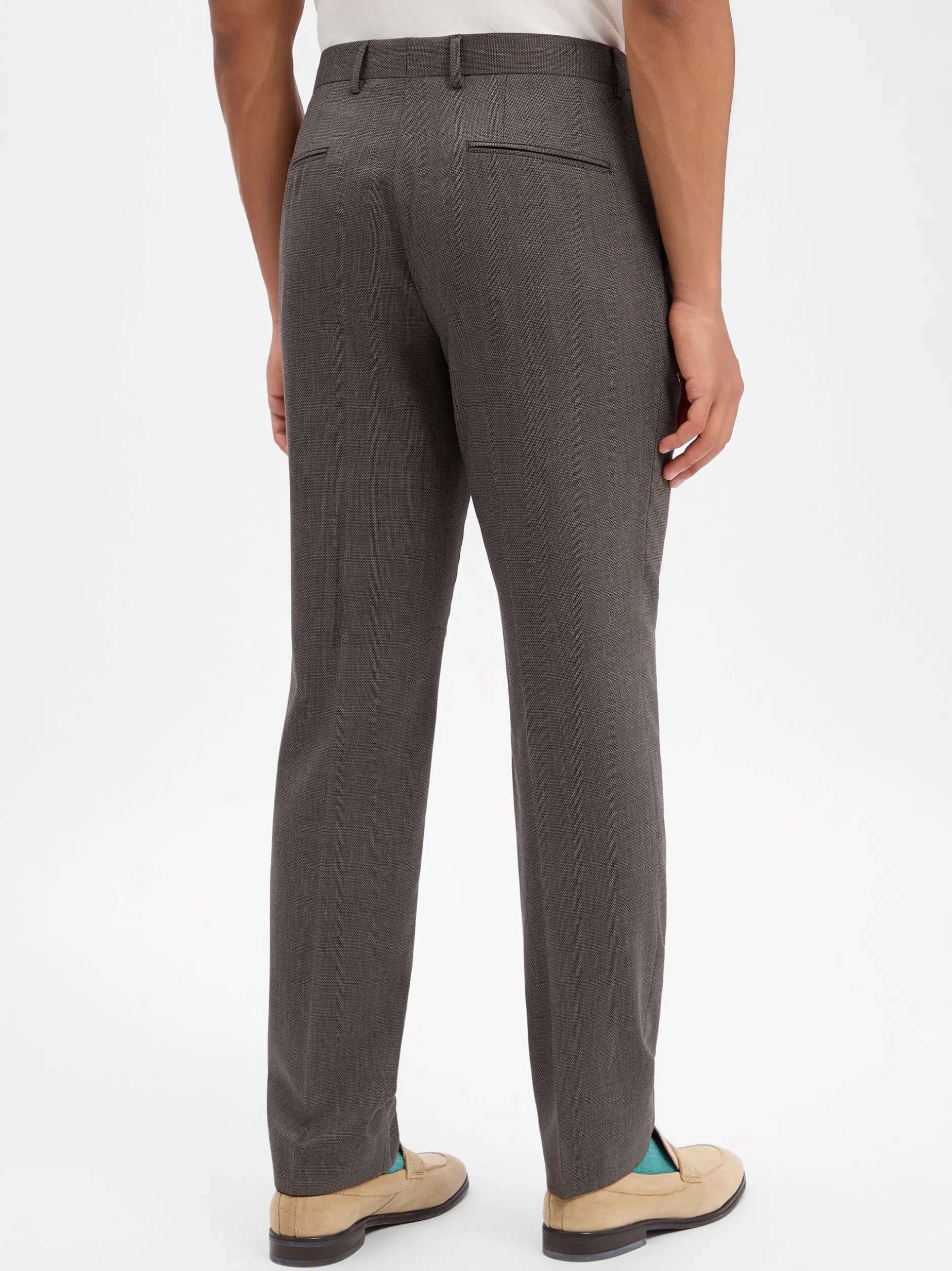 BOSS Herren Baukasten-Hose mit Schurwoll-Anteil - H-Leon-MM-C-NF in schlamm