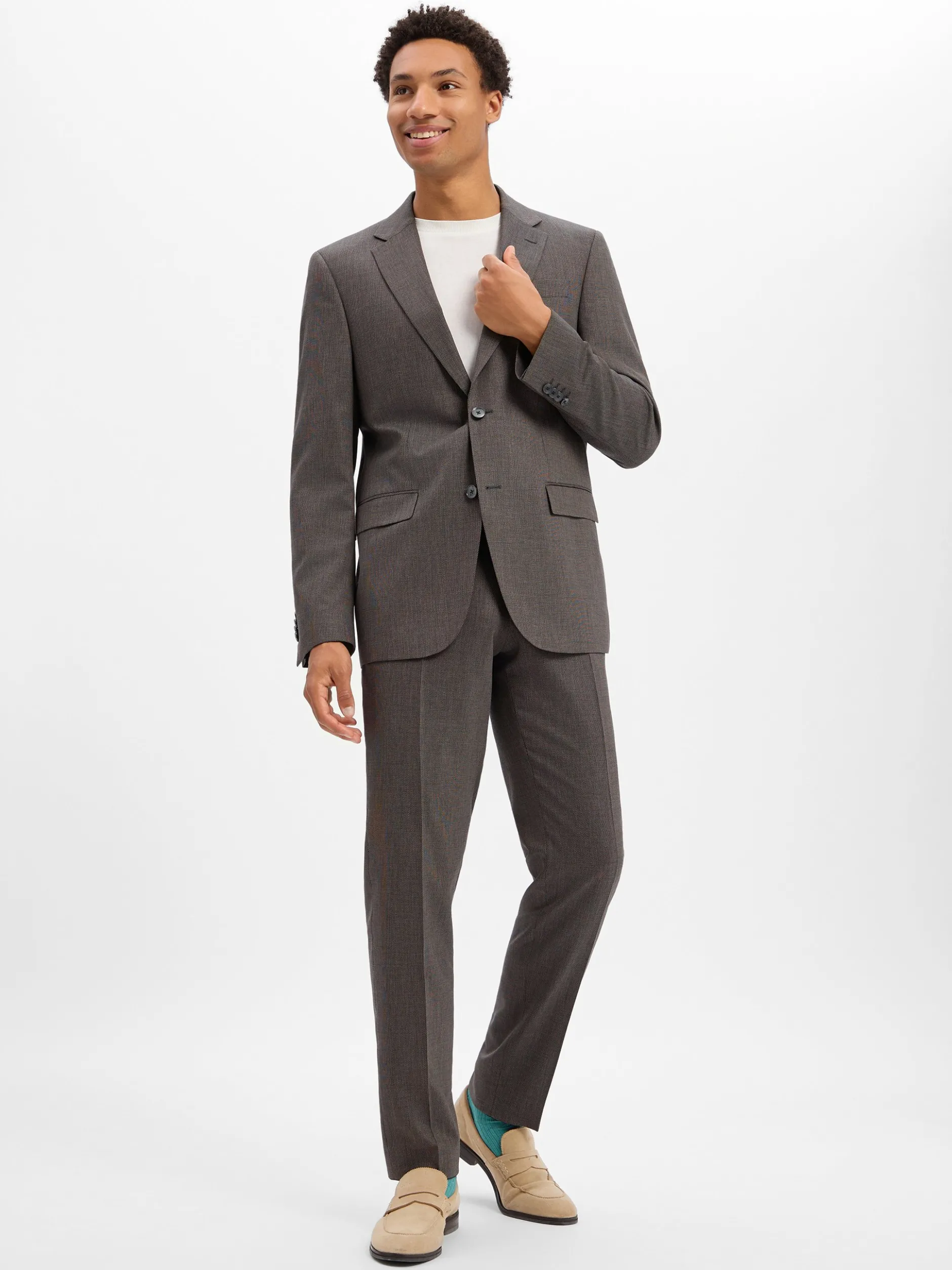 BOSS Herren Baukasten-Hose mit Schurwoll-Anteil - H-Leon-MM-C-NF in schlamm