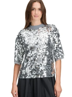 Cartoon Amazing Damen Pailletten-Shirt in silber grau