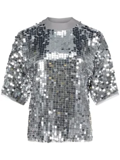 Cartoon Amazing Damen Pailletten-Shirt in silber grau