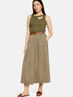 Cartoon Damen A-Linien-Rock in khaki