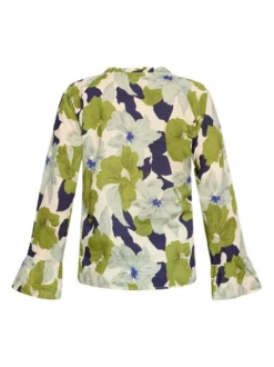 Cartoon Damen Bluse in grün weiß