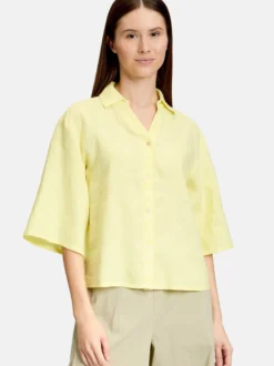 Cartoon Damen Leinenbluse in gelb