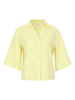 Cartoon Damen Leinenbluse in gelb