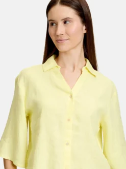 Cartoon Damen Leinenbluse in gelb