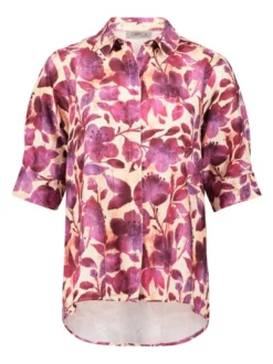Cartoon Damen Leinenbluse in mehrfarbig