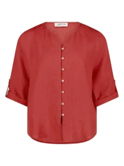 Cartoon Damen Leinenbluse in terra