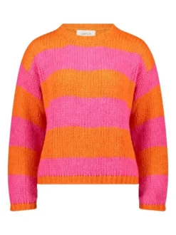 Cartoon Damen Strickpullover in orange mehrfarbig