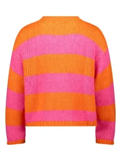 Cartoon Damen Strickpullover in orange mehrfarbig