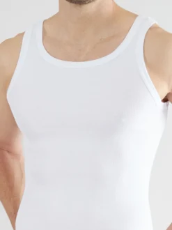 Ceceba Herren Tanktop - Classic Double Rib in weiß