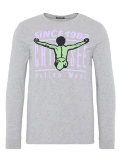 Chiemsee Longsleeve in grau - Ausschnitt: Rundhals