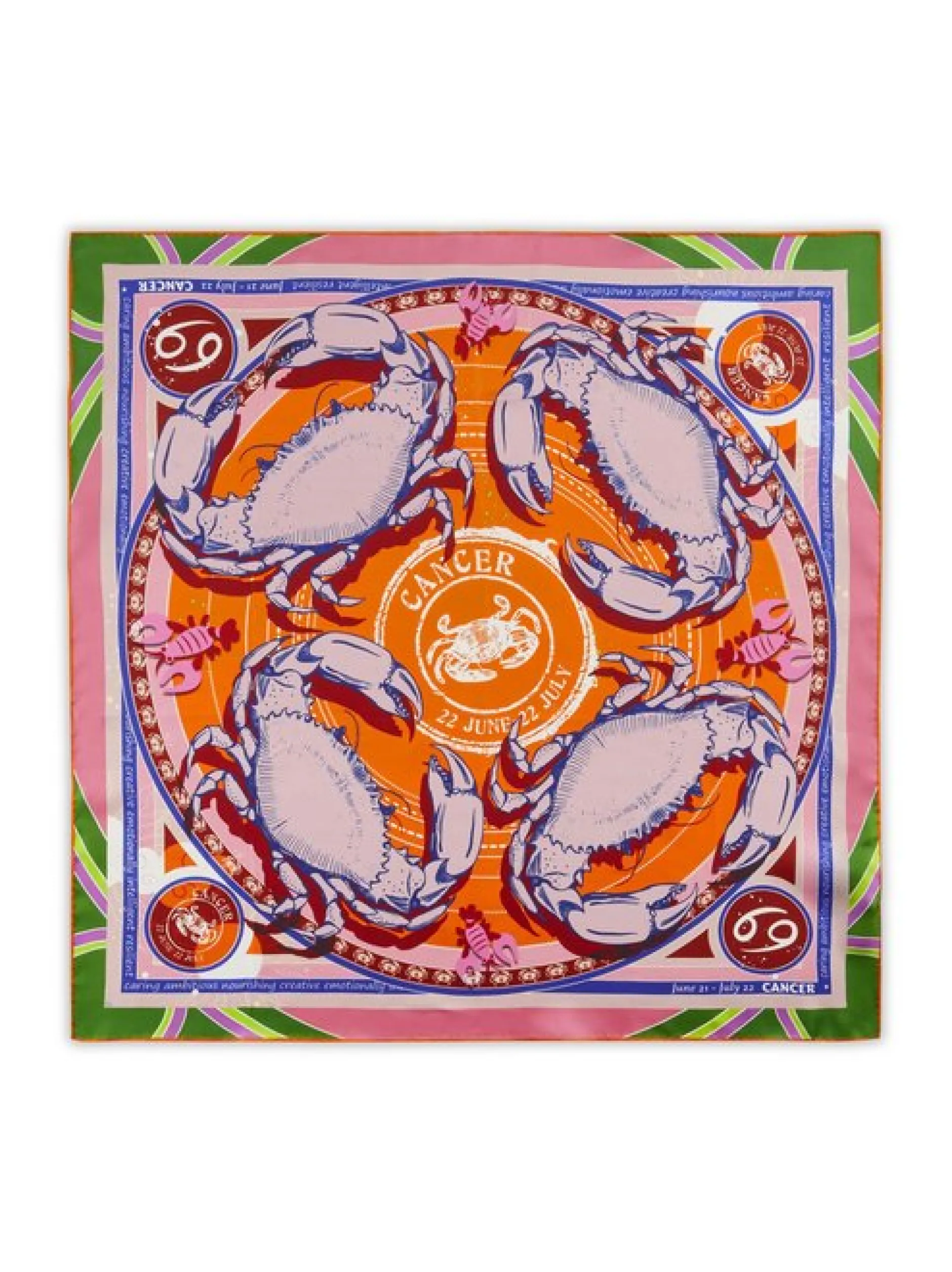 Codello Damen Seidentuch - Sternzeichen Krebs in orange