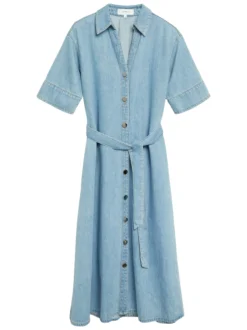 comma Damen Jeanskleid in light stone - Länge: midi