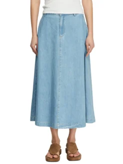 comma Damen Jeansrock in blau - Länge: lang