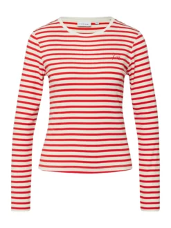 comma Damen Langarmshirt in rot beige - Ärmel: langarm