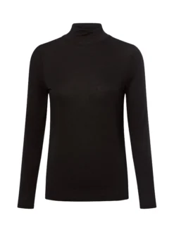 comma Damen Langarmshirt mit Woll-Anteil in schwarz