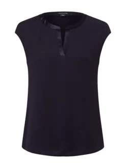 comma Damen Shirt in marine - Ausschnitt: V-Ausschnitt