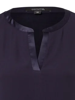comma Damen Shirt in marine - Ausschnitt: V-Ausschnitt