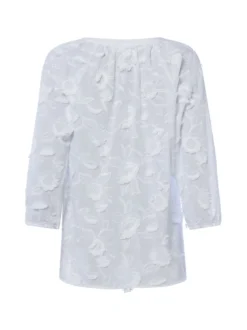 comma Damen Spitzenbluse in weiß - Ärmel: 3/4 Arm