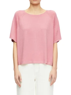 comma Damen Strickshirt in rosa silber - Ärmel: kurzarm
