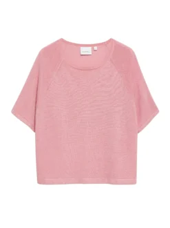 comma Damen Strickshirt in rosa silber - Ärmel: kurzarm