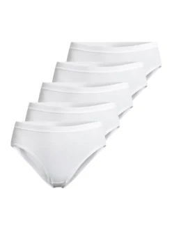 con-ta Damen Midi Slip - 5er Pack Feinripp in weiß