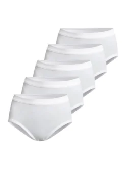 con-ta Damen Taillen Slip - 5er Pack Feinripp in weiß