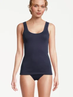 con-ta Damen Unterhemd - 3er Pack Feinripp in blau